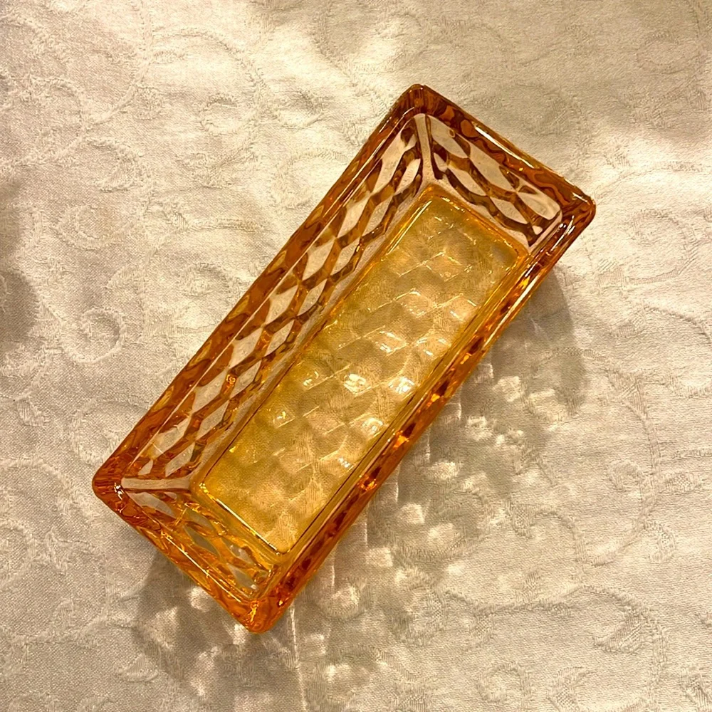 Vintage pink Glass Butter Dish with cover